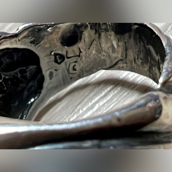 Vintage Designer Dian Malouf Sterling Silver Ribbed Chunky Heart Ring, Size 5.5 - Picture 9 of 13